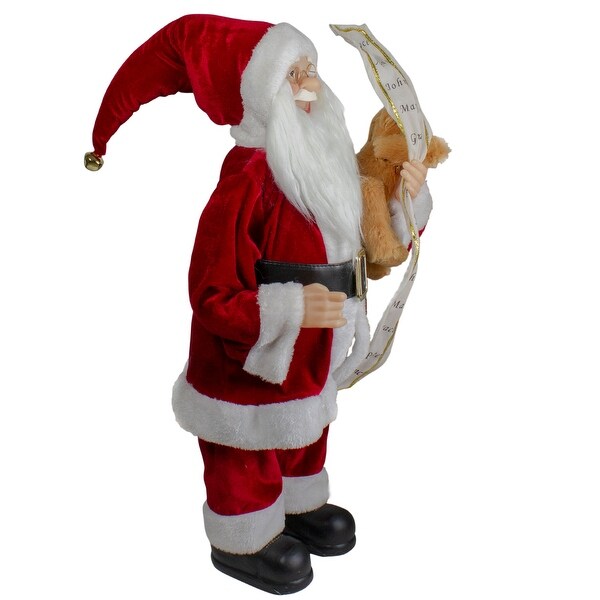 Standing Santa with Teddy Bear and List Christmas Figure