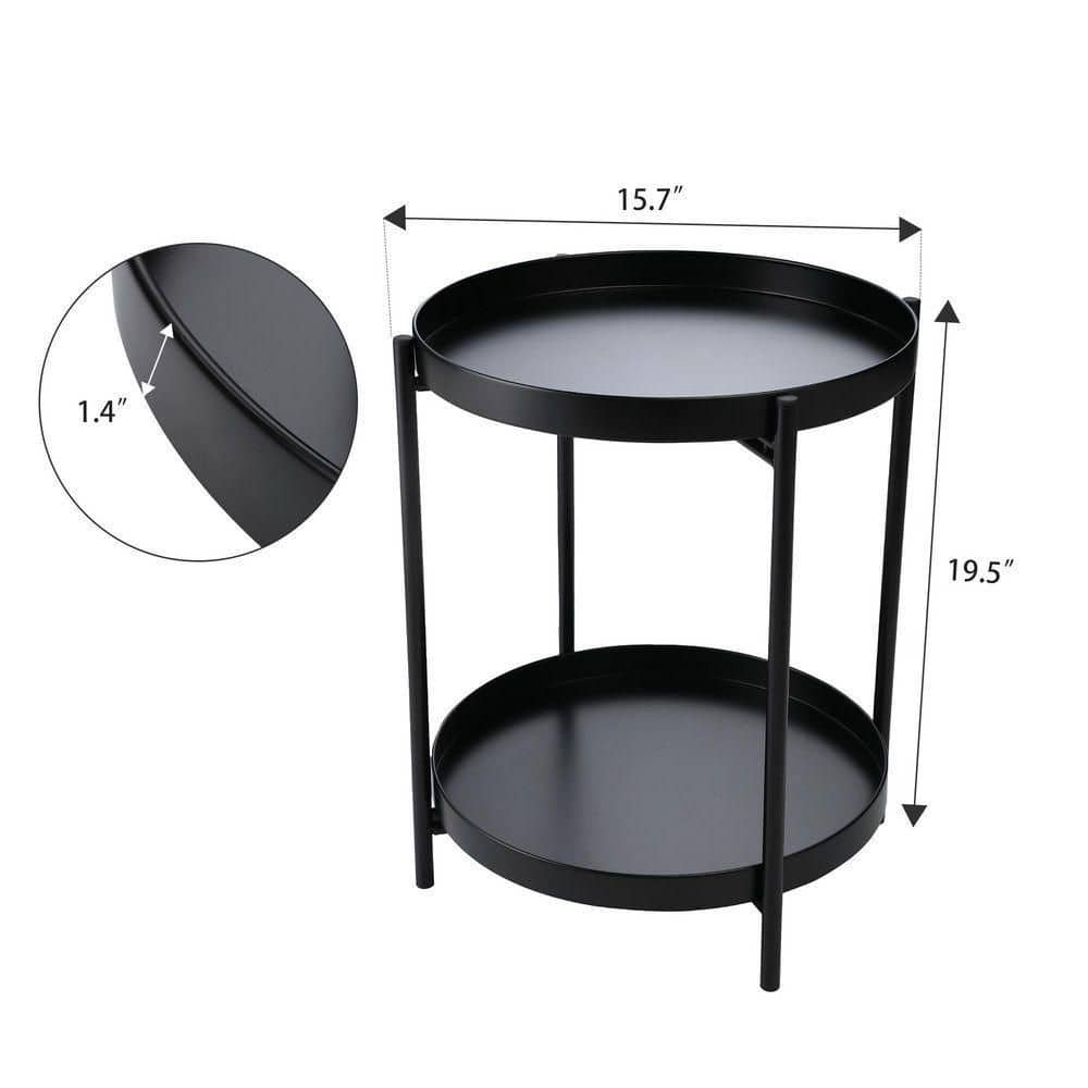 JAXPETY 19.5 in. Black Metal Plant Stand Indoor/Outdoor (2-Tier) HG61B0996