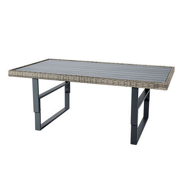 Foca 63 Inch Outdoor Rectangular Dining Table，Adjustable Height Wicker