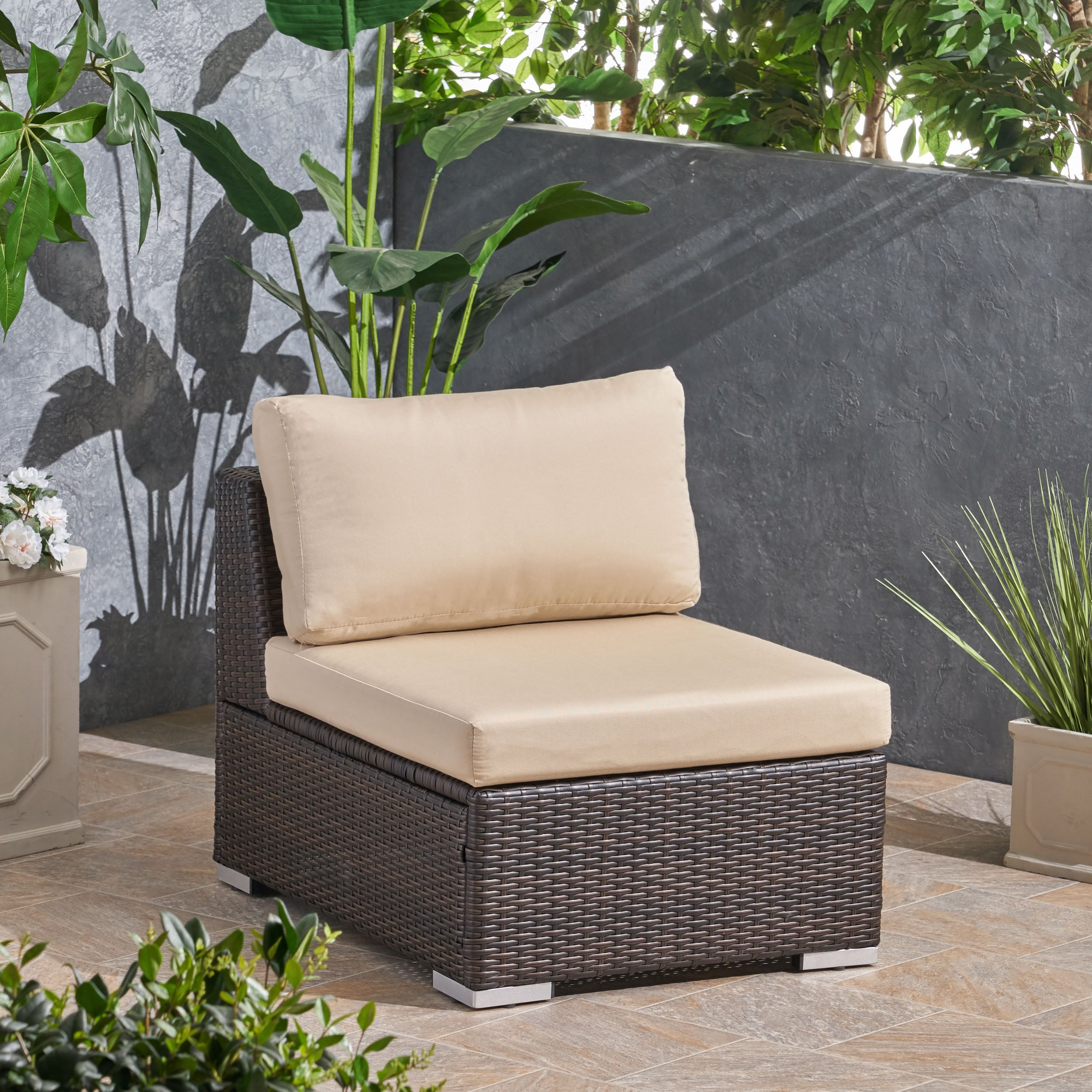 Francisco Outdoor Wicker Sectional Sofa Seat w/ Cushions