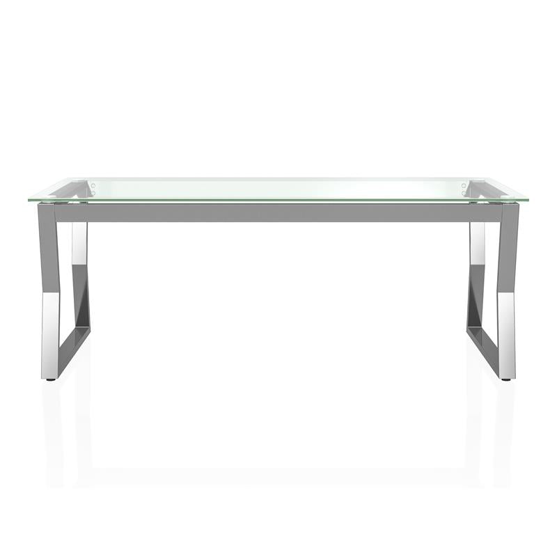 Furniture of America Syann Contemporary Glass Top Coffee Table in Chrome