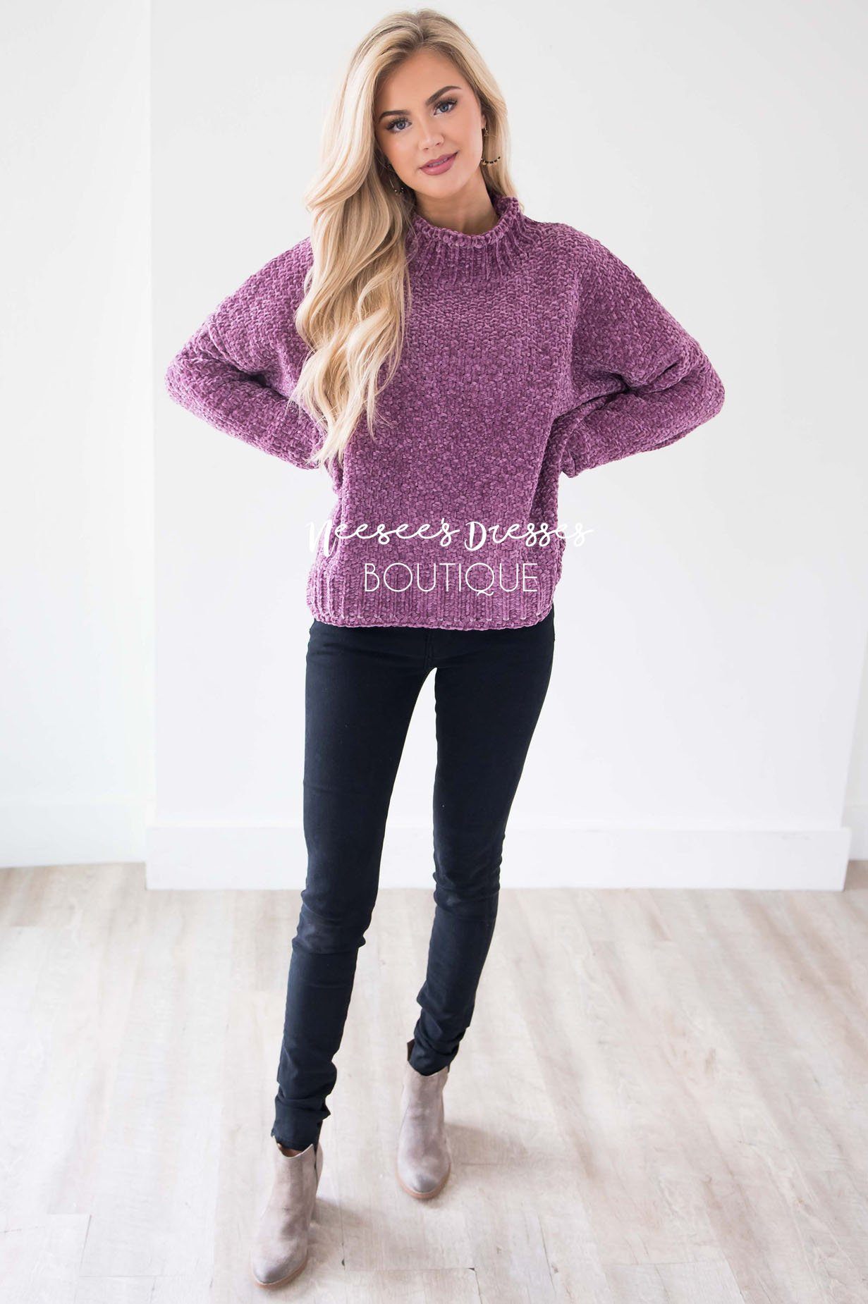 Soft Chenille Contrast Stitch Knit Sweater