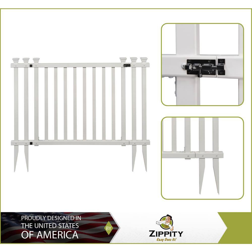 Zippity Outdoor Products 4.3 ft. W x 3 ft. H White Vinyl Baskenridge Fence Gate ZP19038