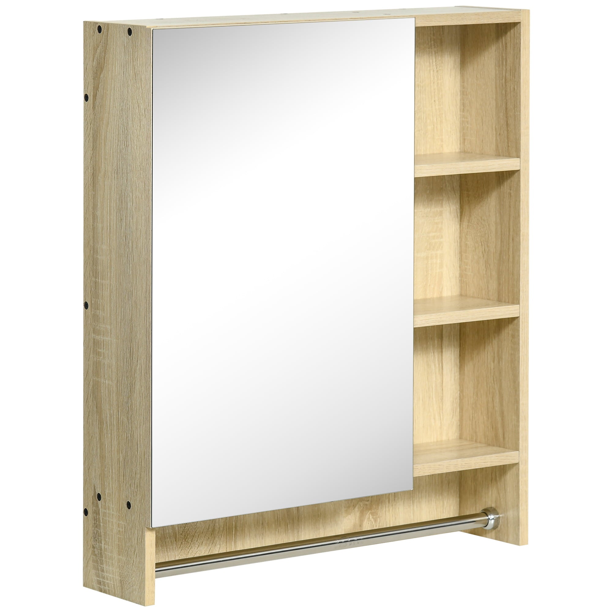 kleankin 23.5 Inch x 27.5 Inch Medicine Cabinet with Mirrored Door, Adjustable Shelf, Towel Rack, Wall Mounted Bathroom Cabinet, White