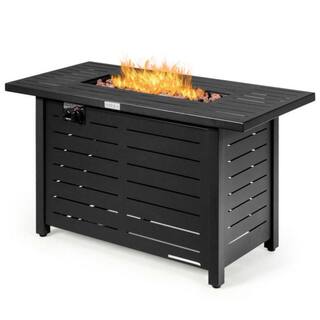 Alpulon 42 in. Outdoor Metal Rectangular Propane Gas Fire Pit Table with Table Cover ZMWV304