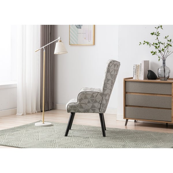 Modern Leisure Chair Accent Chair Tufted Wingback Vanity Chair with Solid Wood Legs