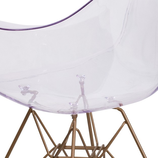 Flash Furniture Alonza Series Transparent Side Chair With Gold Base