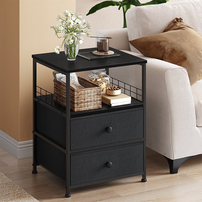 EnHomee End Table Side Table Nightstands for Bedroom, Dark Grey Single