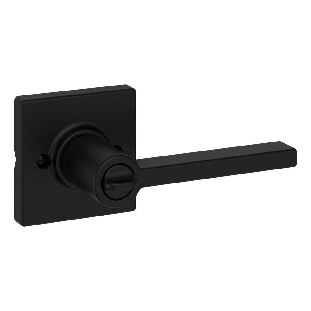 Kwikset Casey Matte Black Keyed Entry Door Handle Featuring SmartKey Technology and Microban 405CSLSQT514SK4