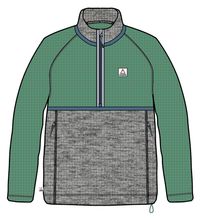 Overlook Recycled Grid Polar Fleece - Green Spruce/Grey Marl