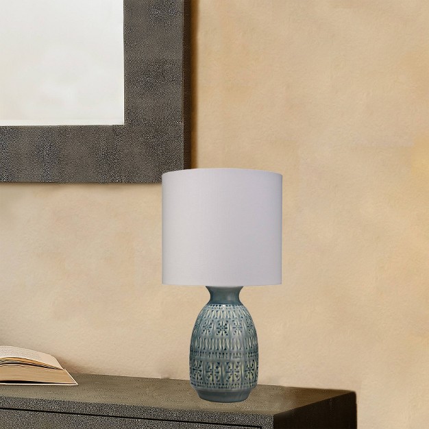 Frieze Ceramic Table Lamp With Drum Shade Splendor Home