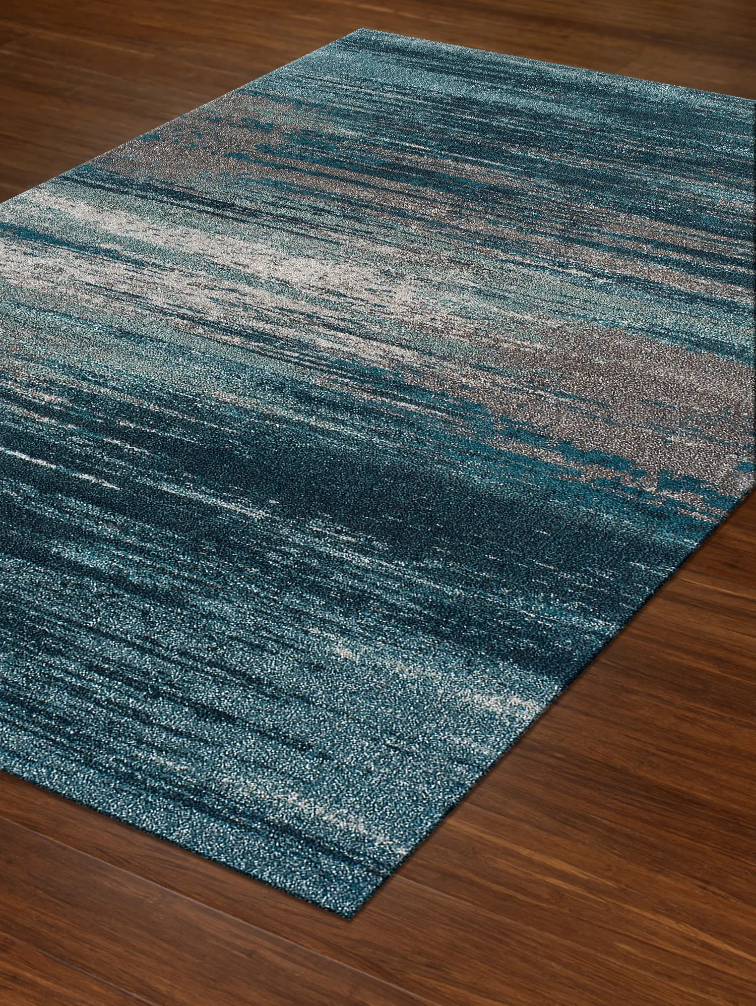 Modern Grays 8 x 11 Gray and Teal Area Rug