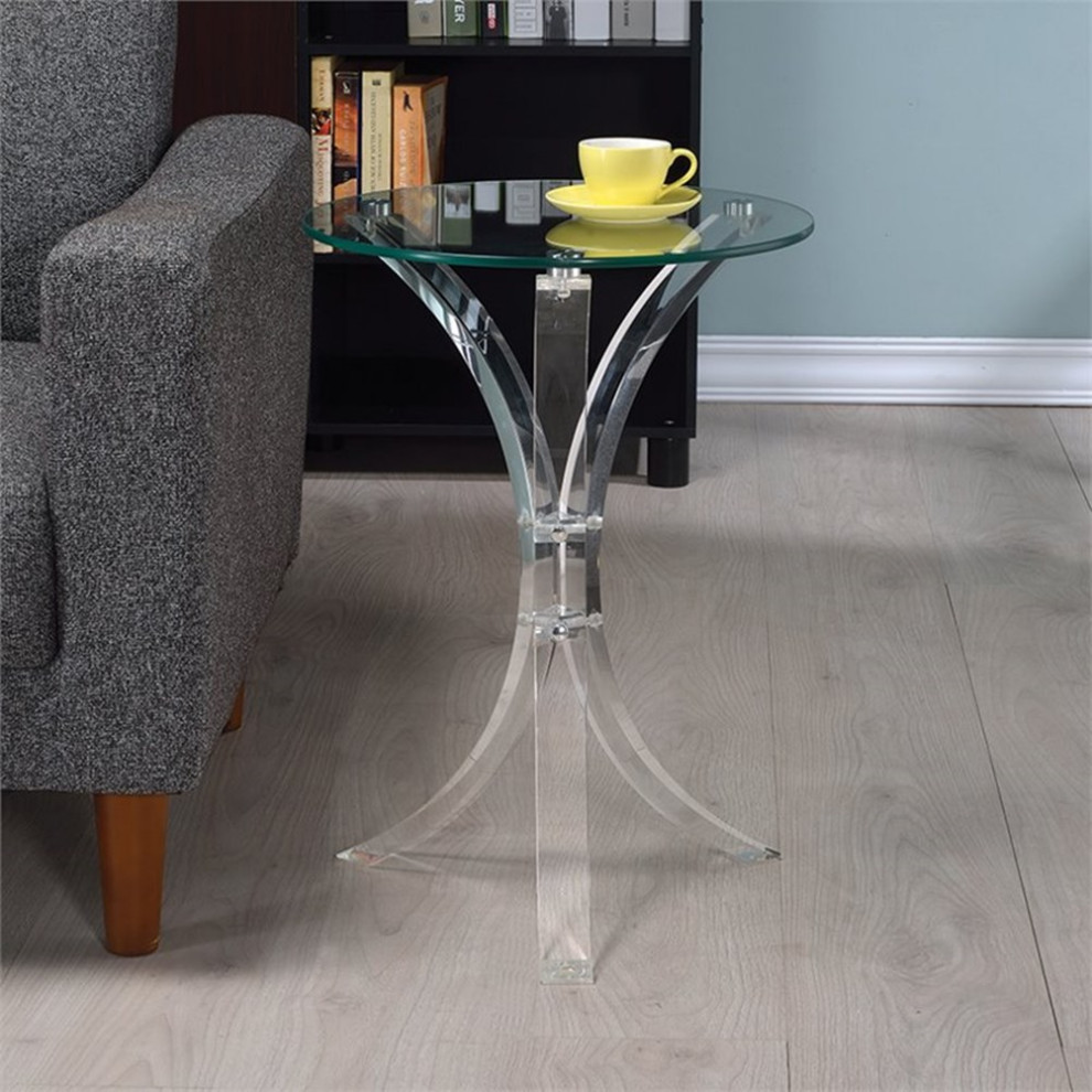 Home Square Round Glass Top End Table in Clear Finish   Set of 2   Contemporary   Side Tables And End Tables   by Homesquare  Houzz