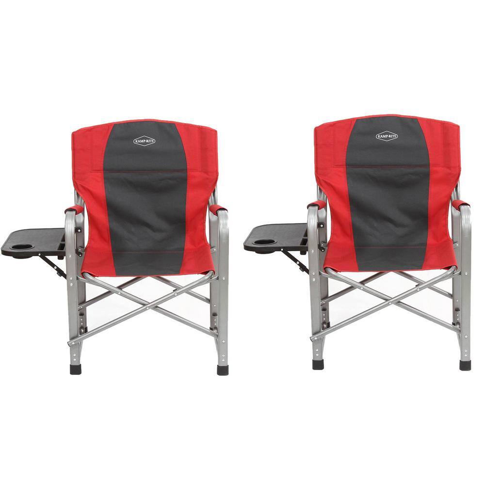 Kamp-Rite Red Foldable Oversize Lawn Director Chair with Side Table (2-Pack) 0 in. Seat Height 38 in. Product Height 2 x CC107