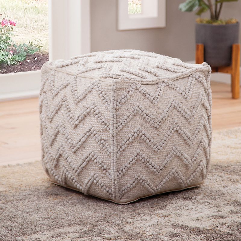 Steve Silver Co. Kenzari Square Zig-Zag Handwoven Pouf