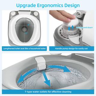 DEXTRUS 3.2 Gal. Gray Portable Toilet No Leakage Outdoor Camping Flush Toilet with Waste Tank HDPT0005907AV