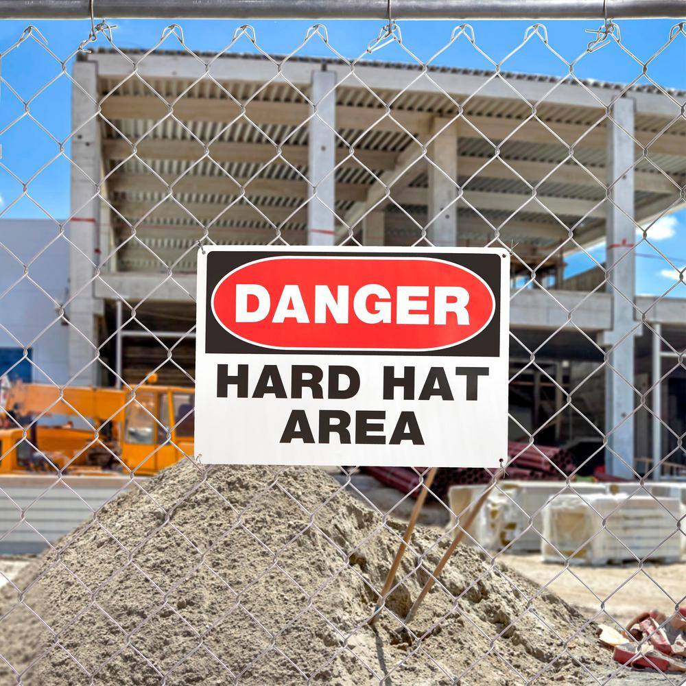 Everbilt 10 in. x 14 in. Aluminum Danger Hard Hat Area Sign 31024