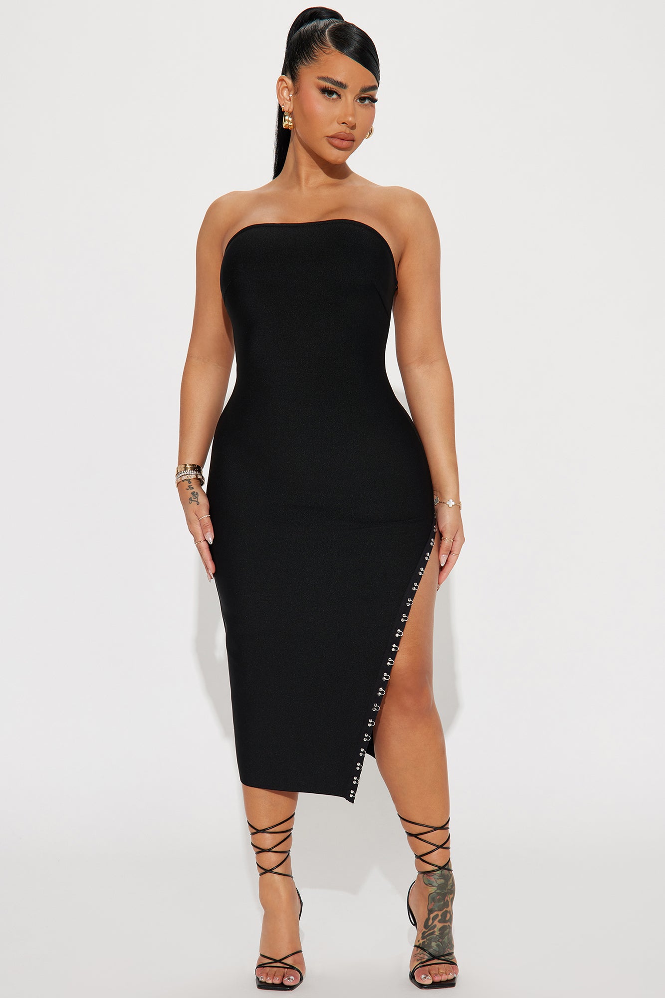 Aubrey Bandage Midi Dress - Black