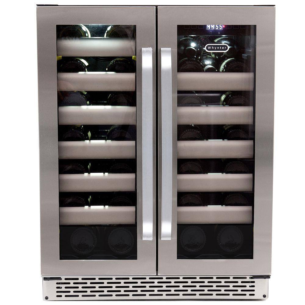 Whynter Elite 40-Bottle Seamless Stainless Steel Door Dual Zone Built-In Wine Refrigerator BWR-401DS