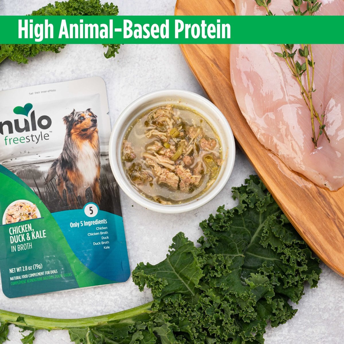 Nulo FreeStyle Chicken， Duck， and Kale in Broth Dog Food Topper