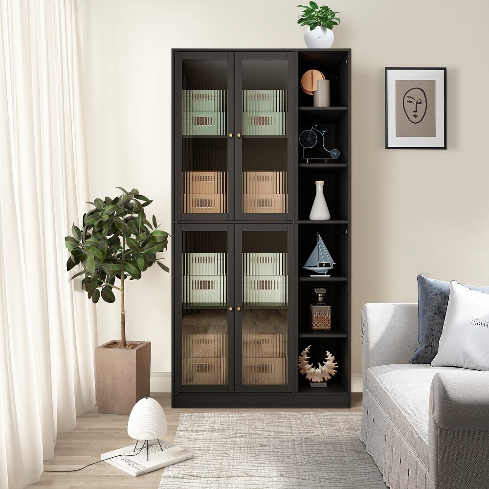 Tall Kitchen Pantry Cabinet with Doors and Adjustable Shelves