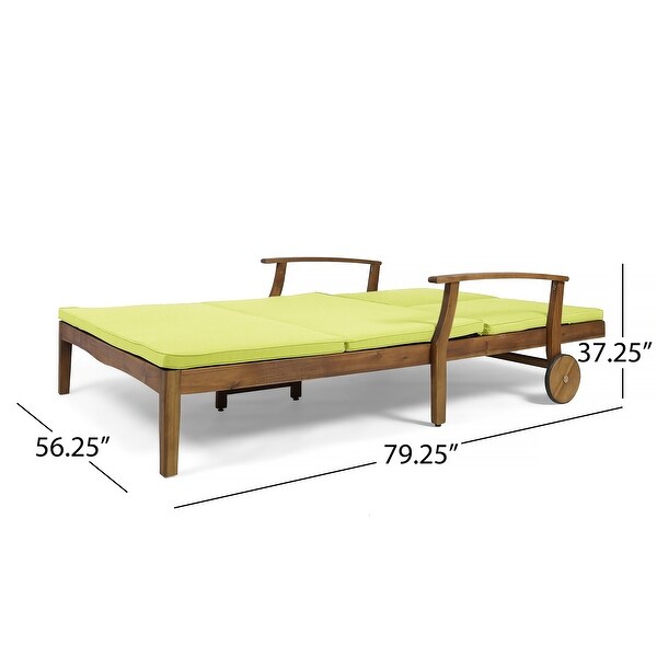 Perla Acacia Wood Double Chaise Lounge by Christopher Knight Home