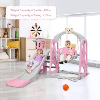 Costway 4-in-1 Toddler Climber and Swing Set with Basketball Hoop TY327968PI