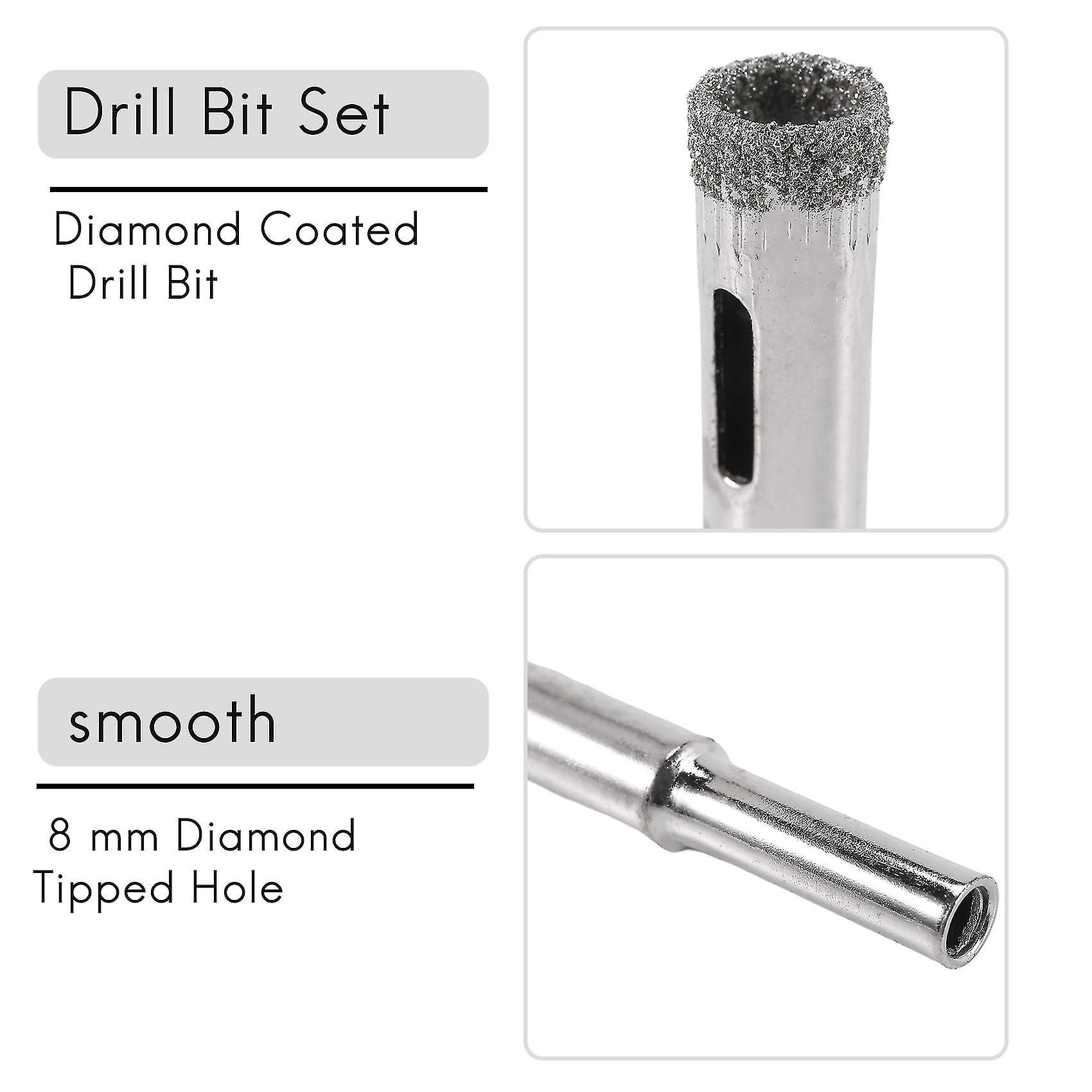 50 Pcs Diamond Coated Drill Bit For 8 Mm Diamond Pointed ， For Ceramic Tiles， Glass， Kitchen Cerami