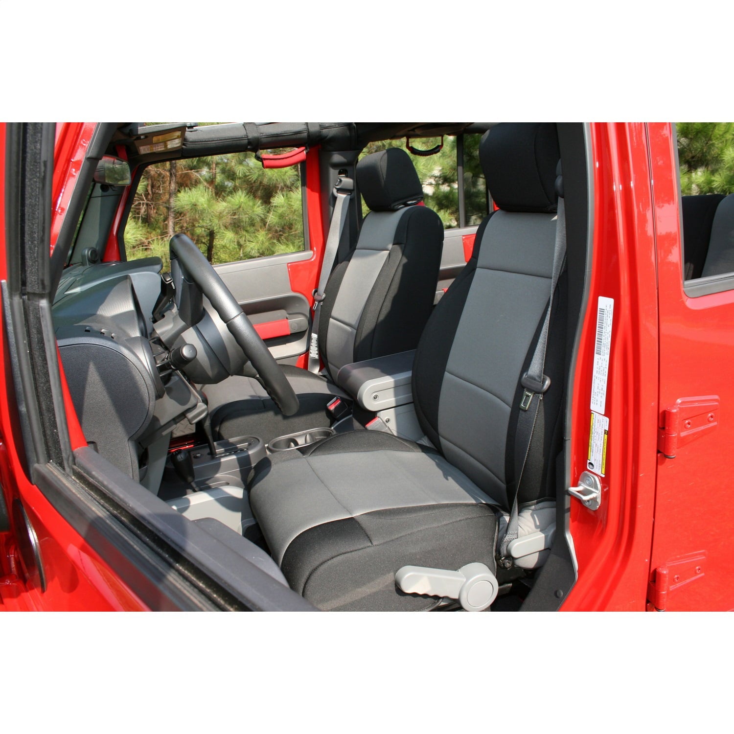 Rugged Ridge 13214.09 Seat Cover Kit， Front， Neoprene， Black/Gray; 07-10 Jeep Wrangler JK