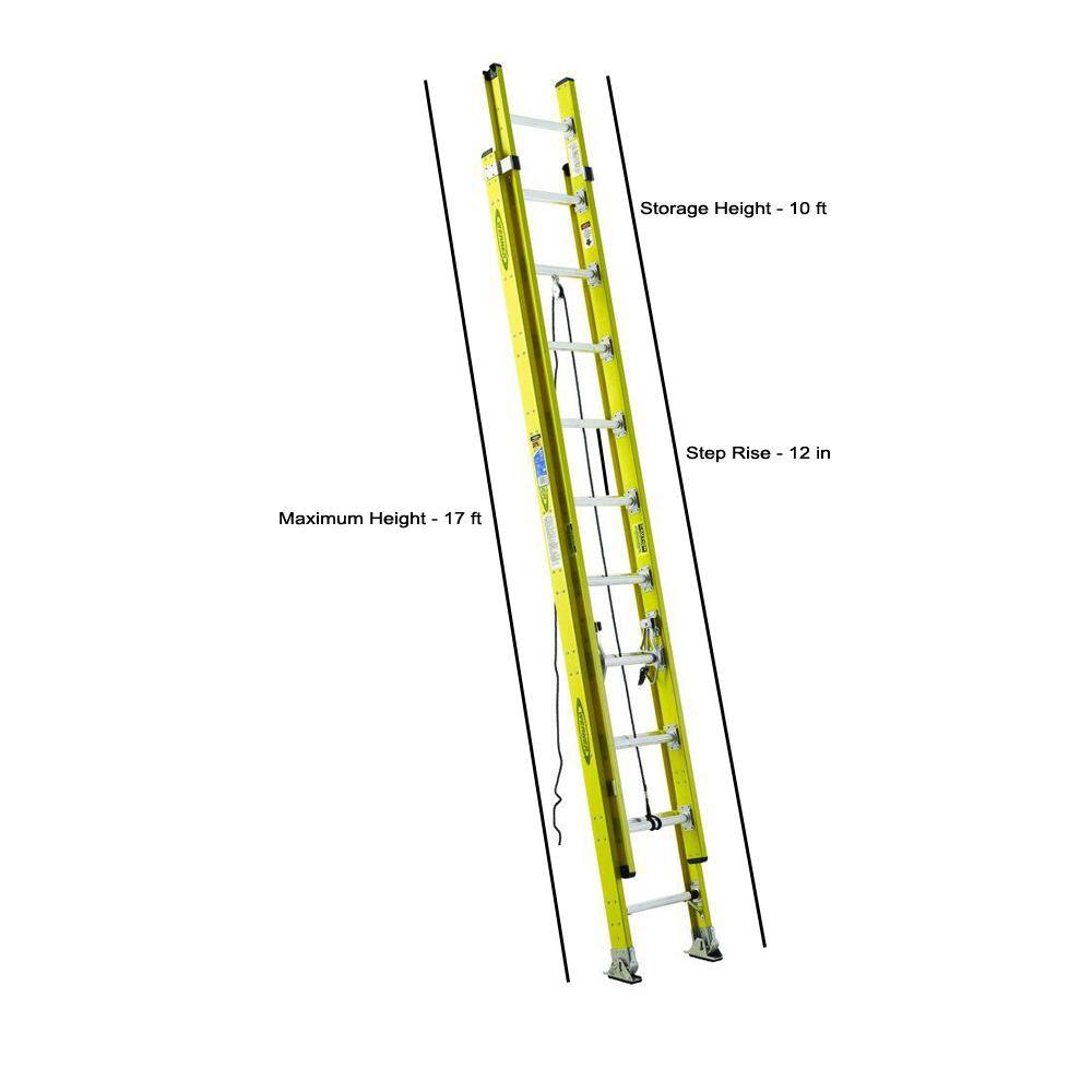 Werner 20 ft. Fiberglass Round Rung Extension Ladder with 375 lb. Load Capacity Type IAA Duty Rating 7120-2