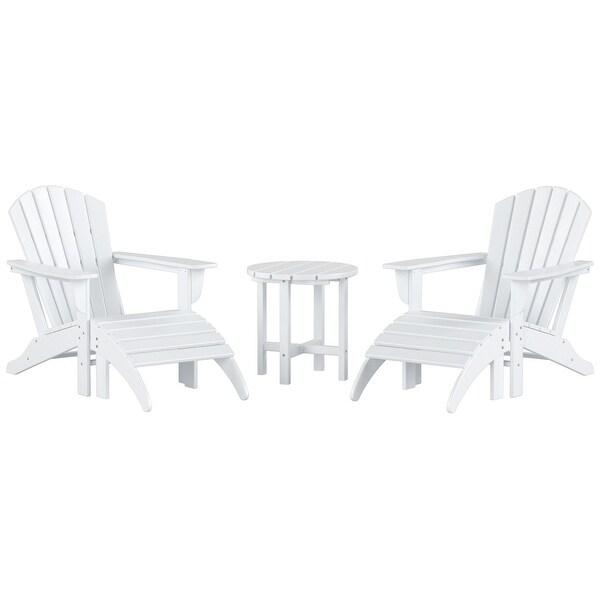 Polytrends Altura Outdoor EcoFriendly All Weather Adirondack Chair with Ottoman and Side Table (5Piece Conversation Set)