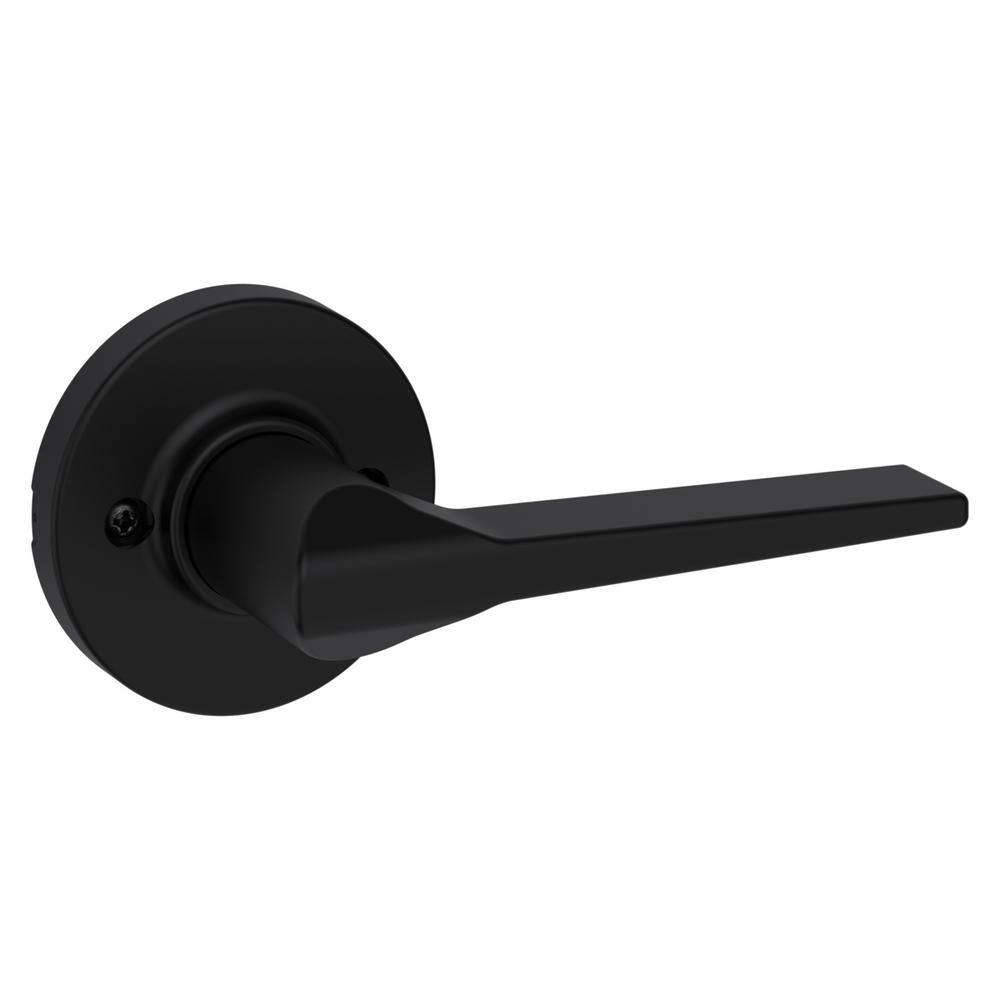 Kwikset Hollis Round Rose Matte Black Passage HallCloset Door Lever 200HSL RDT 514