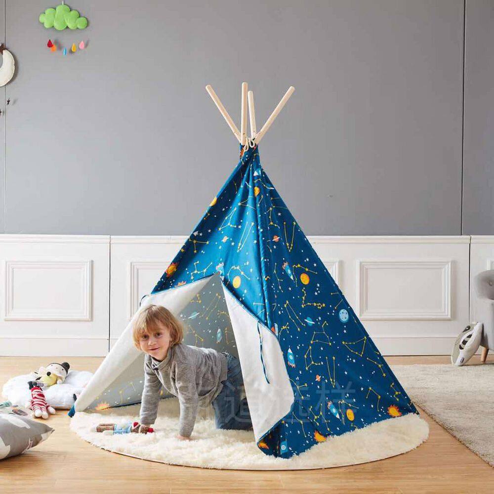 asweets WonderandWise Glow in the Dark Starry Sky Indoor Kids Foldable Canvas Teepee Tent 10101162