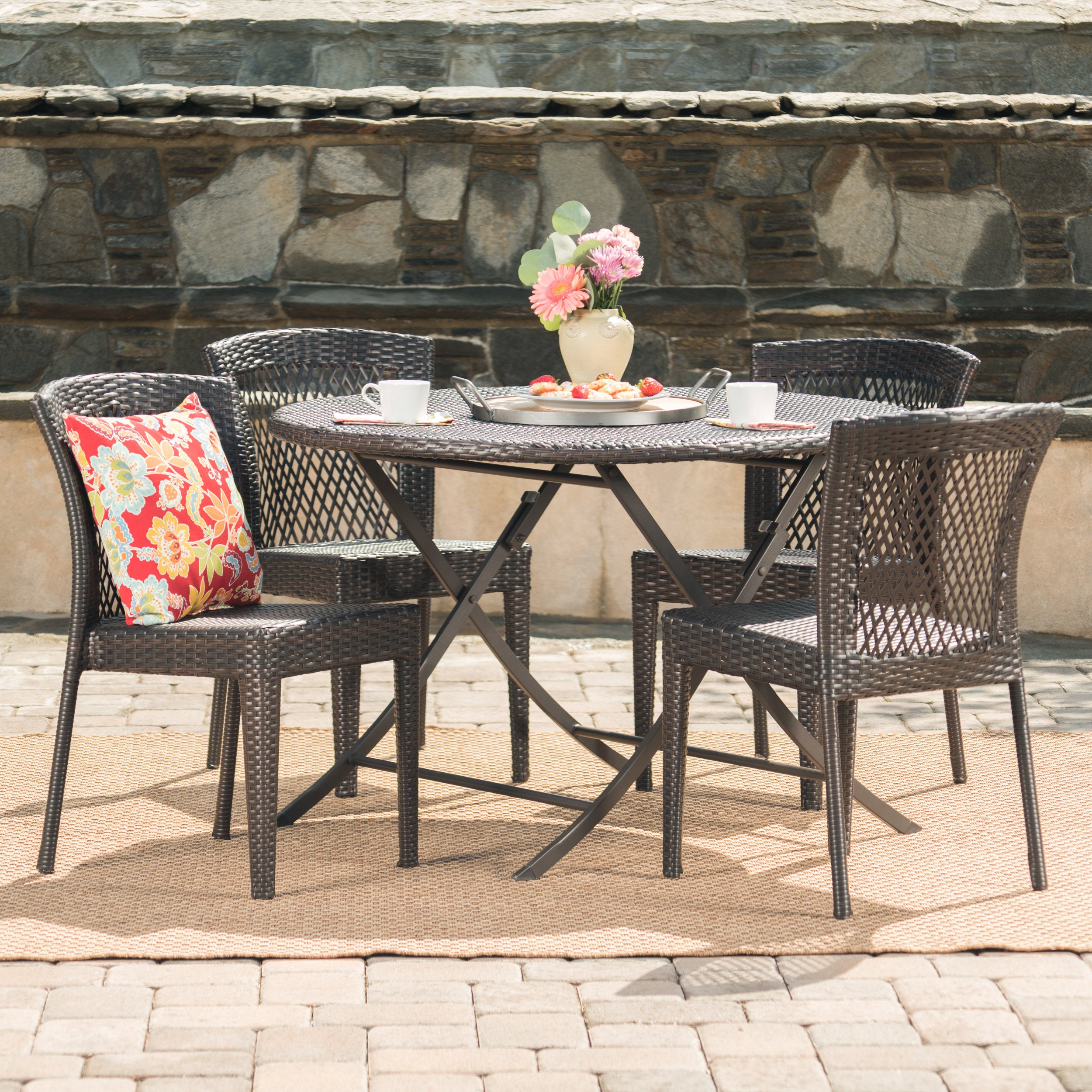 Radley Outdoor 5 Piece Multi-brown Wicker Dining Set