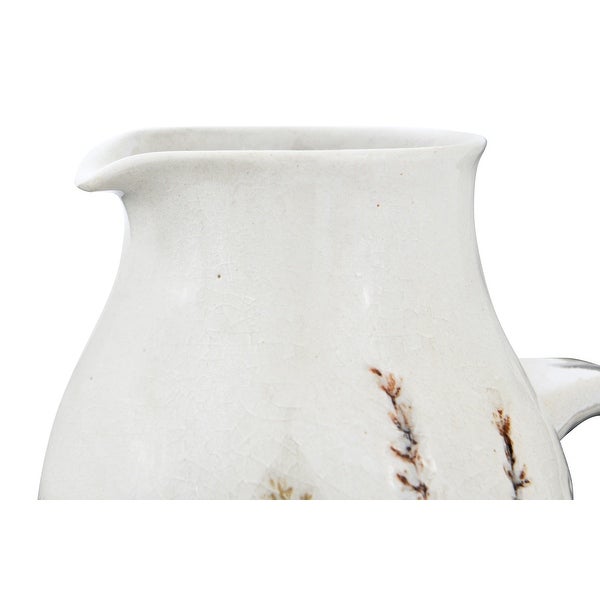 32 oz. Stoneware Debossed Floral Pitcher with Reactive Crackle Glaze Finish (Each One Will Vary)