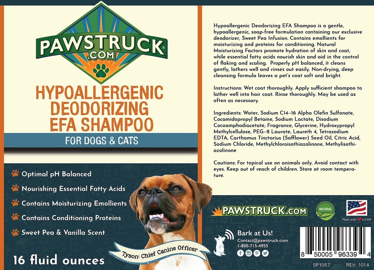 Pawstruck EFA Deodorizing Dog， Cat and Horse Shampoo