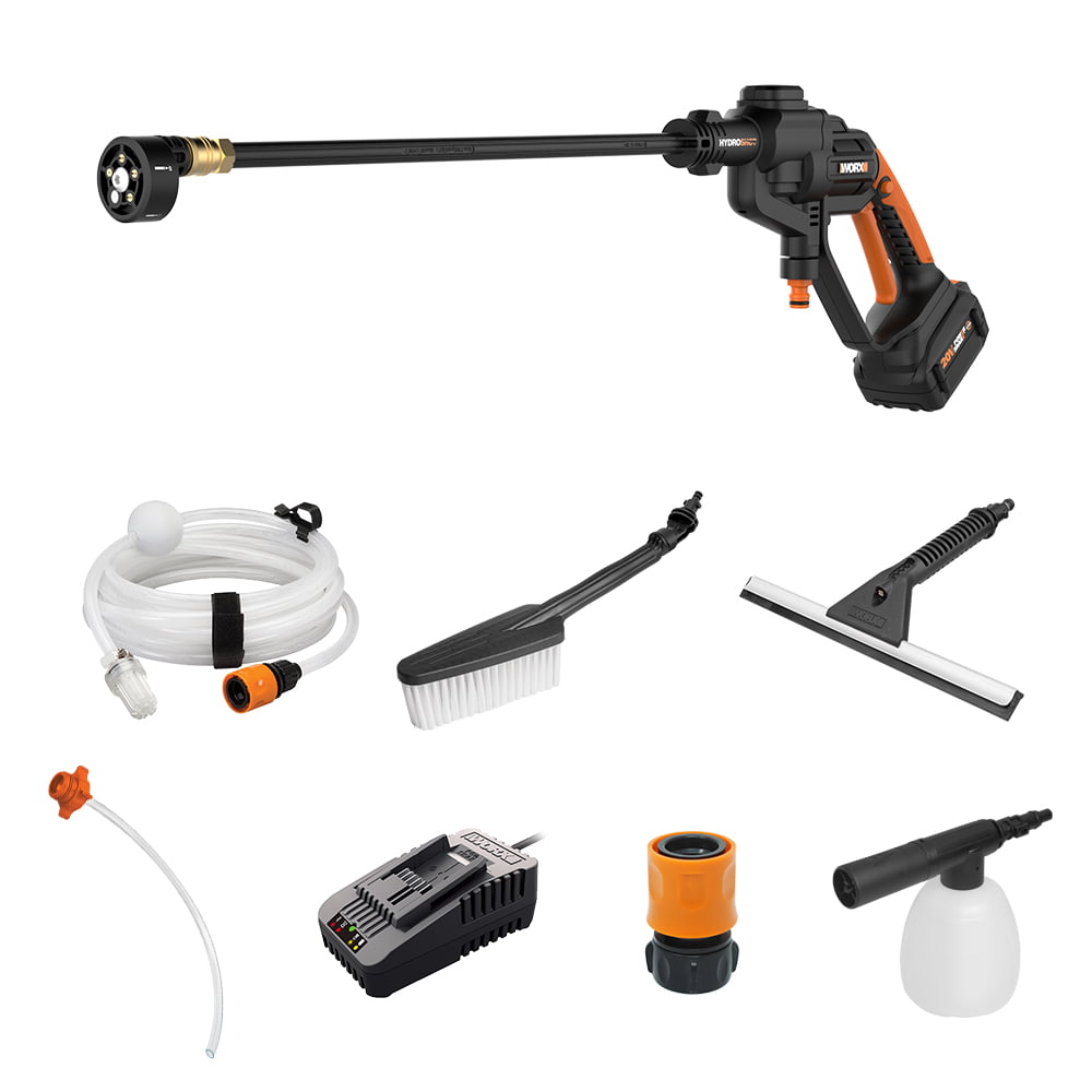 Worx WG620.1 POWER SHARE 20-Volt 320 PSI 0.53 GPM Hydroshot Cordless Portable Pressure Washer， Battery and Charger Included