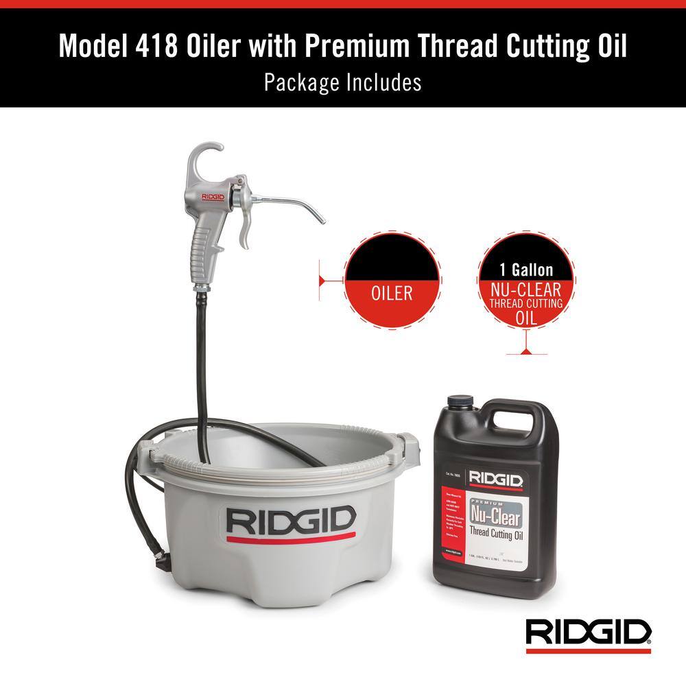 RIDGID 418 All Weather Pipe Threading Oiler Kit (Includes Die Cast Trigger Pump Drip PanReservoir + 1 Gal. Nu-Clear Oil) 10883