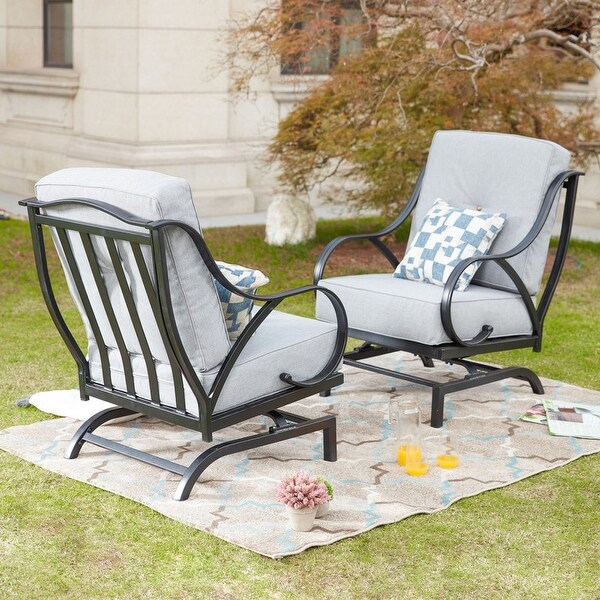 PATIO FESTIVAL 2Piece Outdoor Rocking Motion Chair Set with Cushions