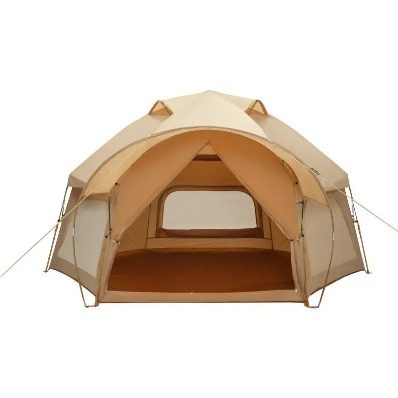 Camping automatic tent Large space rainproof and windproof double layered hexagonal dome portable folding hiking tent