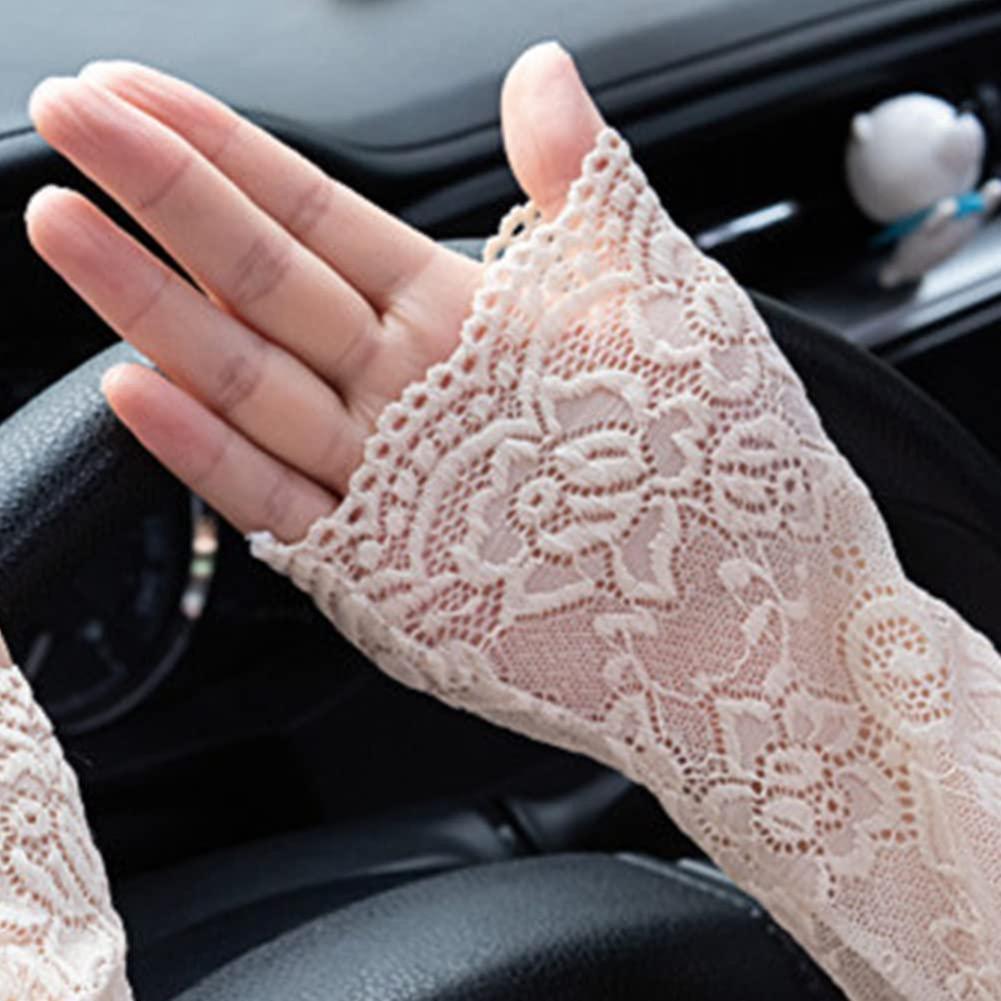 1 Pair Ice Silk Lace Sun Protection Sleeve Gloves Summer Lace Thin Ice UV Arm Sleeves Sun Protection