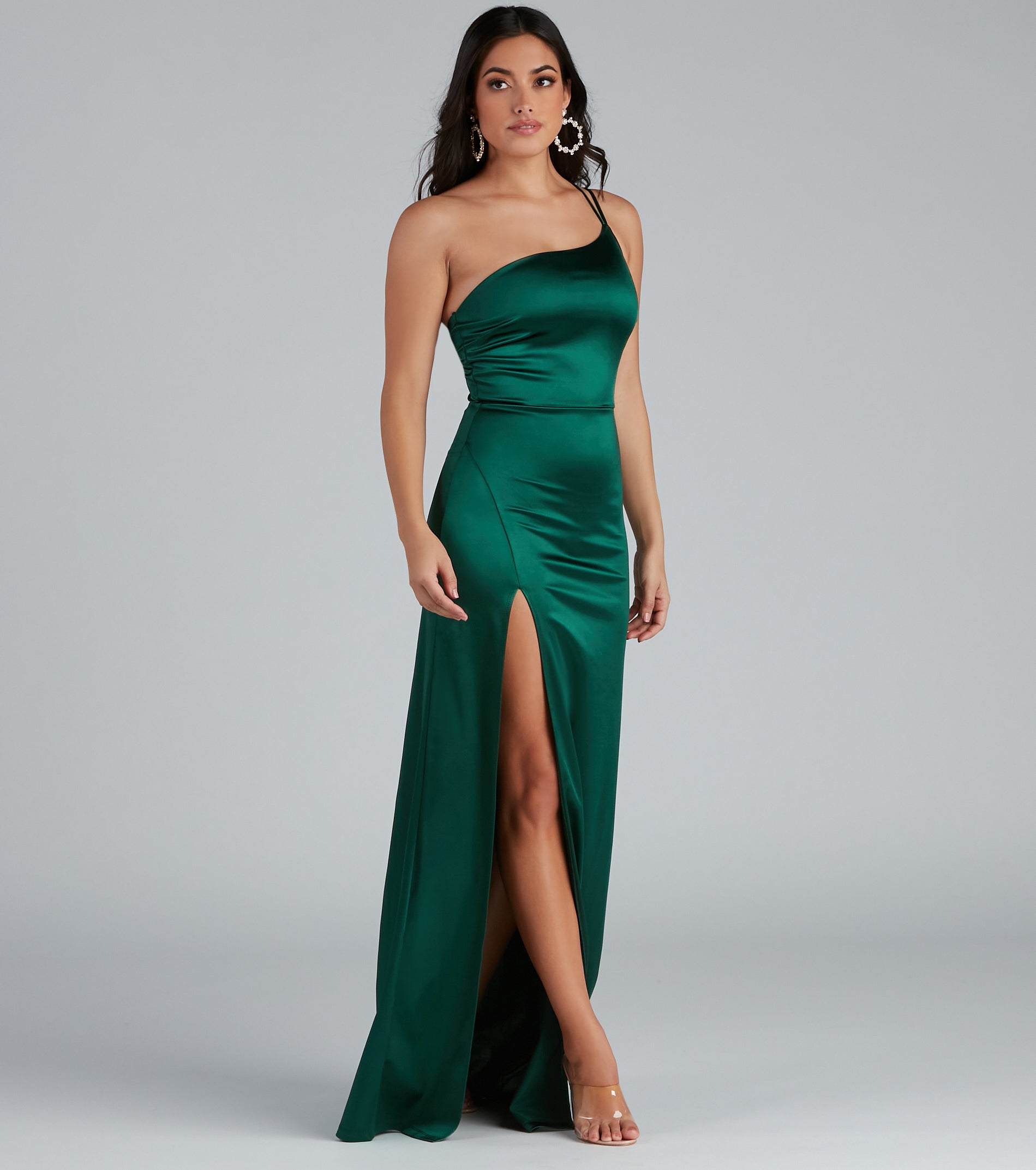 Rhiannon One-Shoulder Satin Long Dress