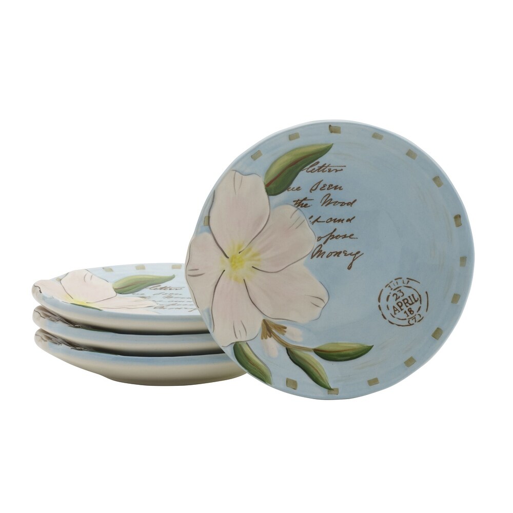 Fitz and Floyd Toulouse Appetizer Plates  Set of 4  Blue   4 Appetizer Plates