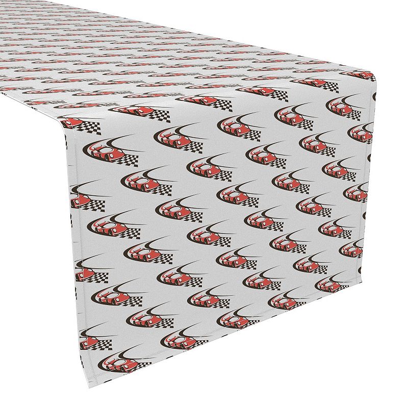 Table Runner， 100% Cotton， 16x72， Red Speed Racer