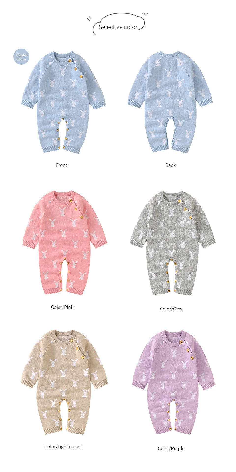 Baby Romper Cotton Knitted Newborn Boy Girl Jumpsuit Outfit  Long Sleeve Fall Toddler Infant Winter Clothing Cute Rabbit Onesies