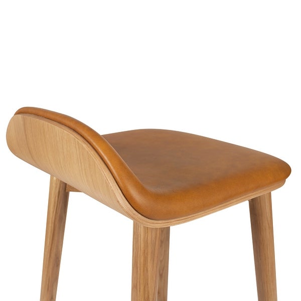 Poly and Bark Notello Leather Counter Stool - Solid Wood Frame