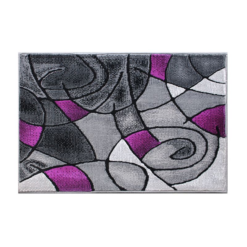 Masada Rugs Masada Rugs Trendz Collection 2'x3' Modern Contemporary Area Rug Mat in Purple， Gray and Black