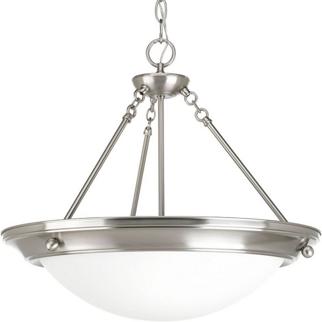 Progress Lighting Eclipse 3 light Pendant Brushed Nickel Satin White Glass Shade