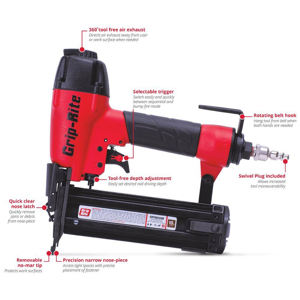 Grip-Rite GR 18-Gauge 2 in. Brad Nailer GRTBN200N