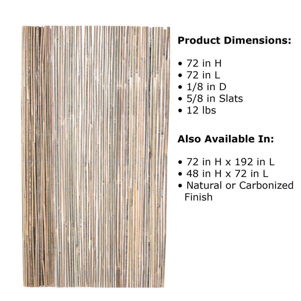 Backyard X-Scapes 6 ft. H x 6 ft. L Natural Raw Split Bamboo Slat Fence (2-Pack) 20-BSN6X6PK2